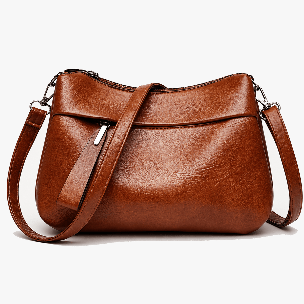 Women's Faux Leather Crossbody Bag with Three Compartments