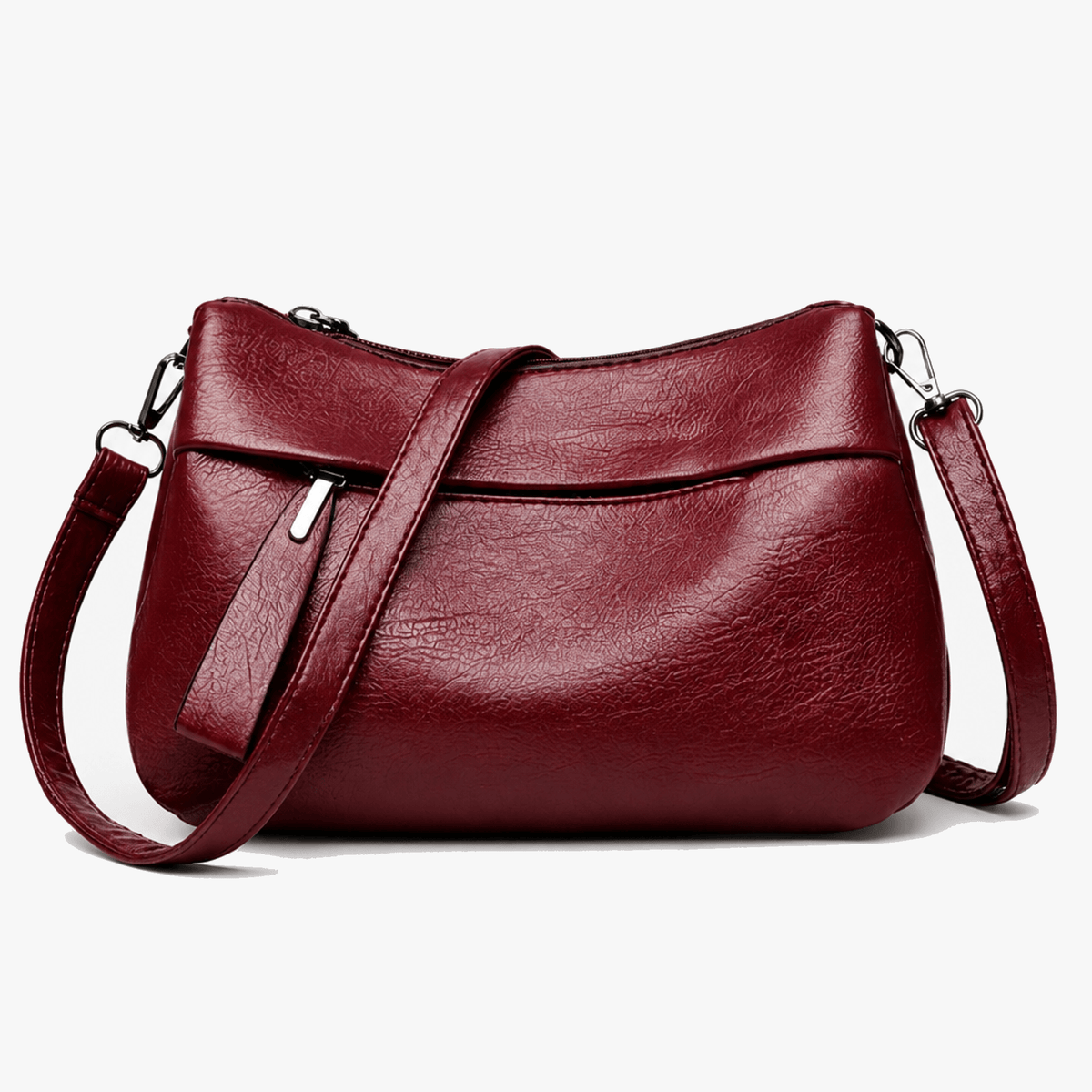 Women's Faux Leather Crossbody Bag with Three Compartments