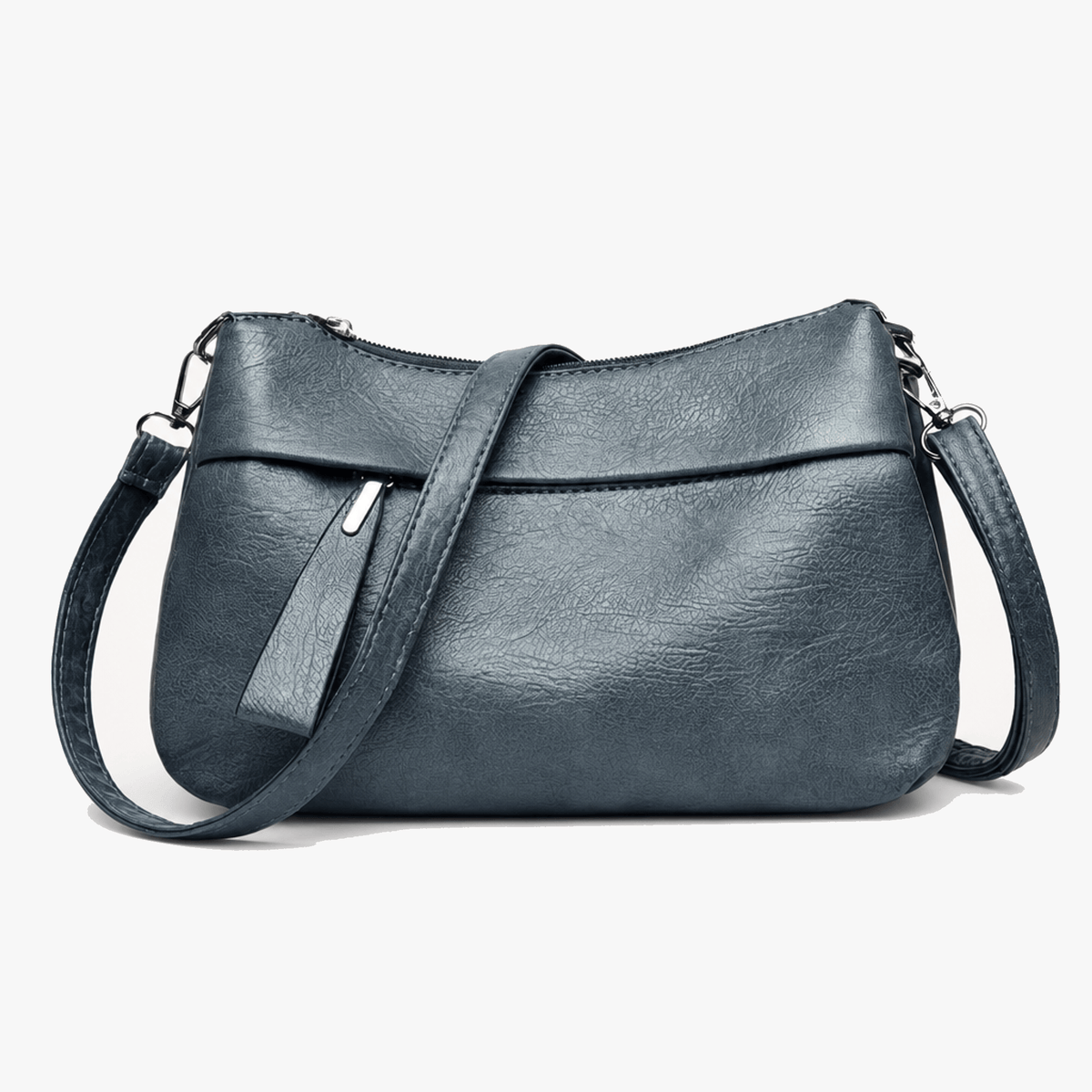Women's Faux Leather Crossbody Bag with Three Compartments