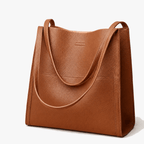 Women's Faux Leather Shoulder Tote with Wide Straps