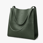 Women's Faux Leather Shoulder Tote with Wide Straps