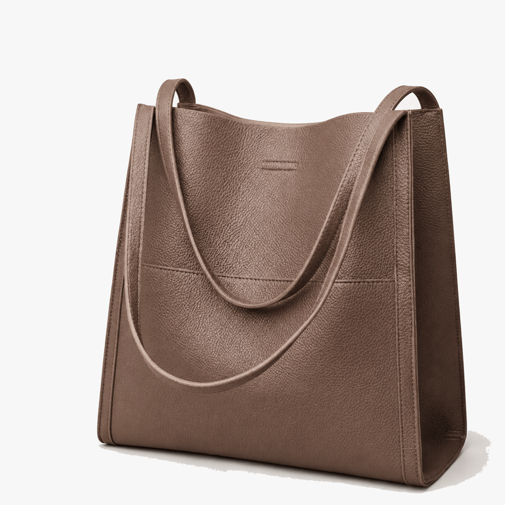 Women's Faux Leather Shoulder Tote with Wide Straps