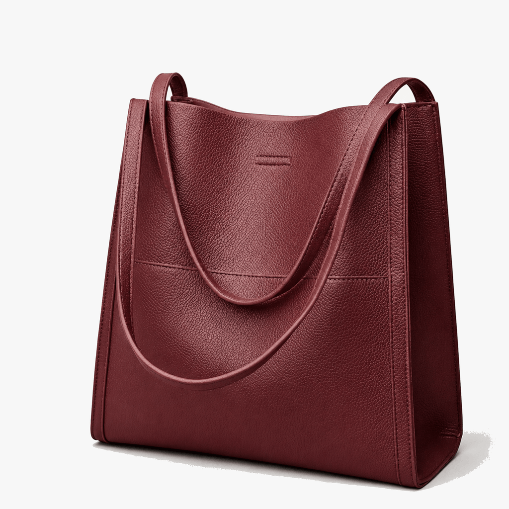 Women's Faux Leather Shoulder Tote with Wide Straps