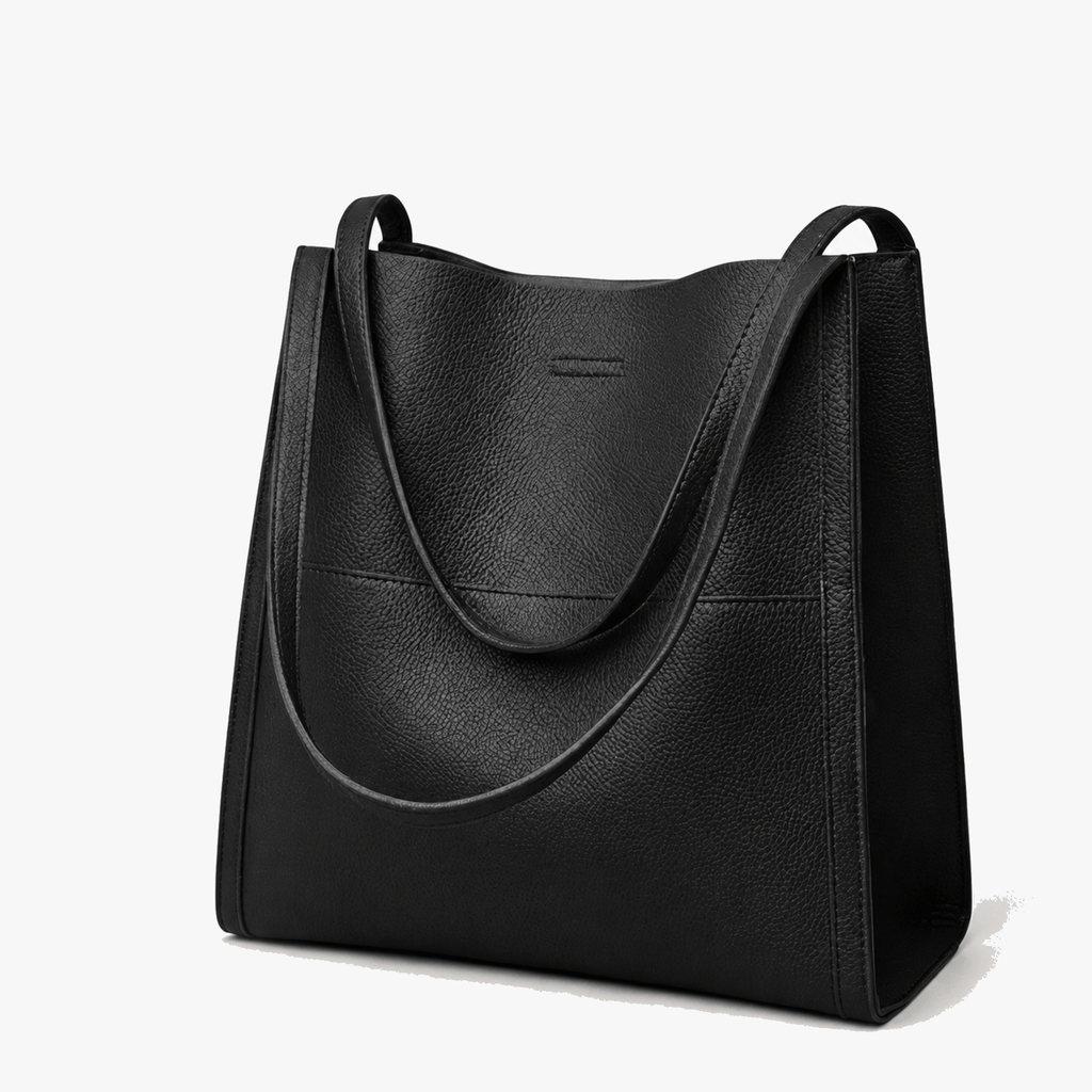 Women's Faux Leather Shoulder Tote with Wide Straps