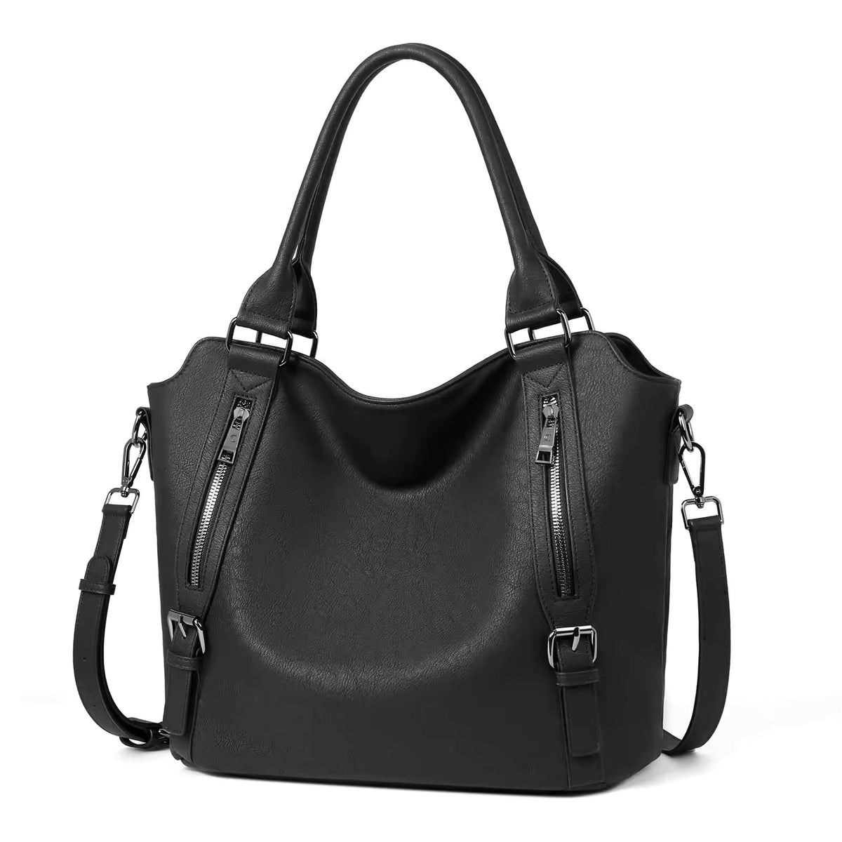 Women's Faux Leather Tote Bag with Shoulder Strap