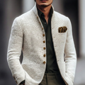 Men's Stand-Collar Single-Breasted Knit Cardigan