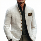 Men's Stand-Collar Single-Breasted Knit Cardigan