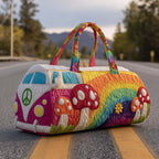 Padded Patchwork Travel Duffel Bag with Zip Closure