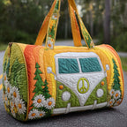 Padded Patchwork Travel Duffel Bag with Zip Closure