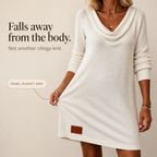 Women's Cowl Neck Ribbed Sweater Dress