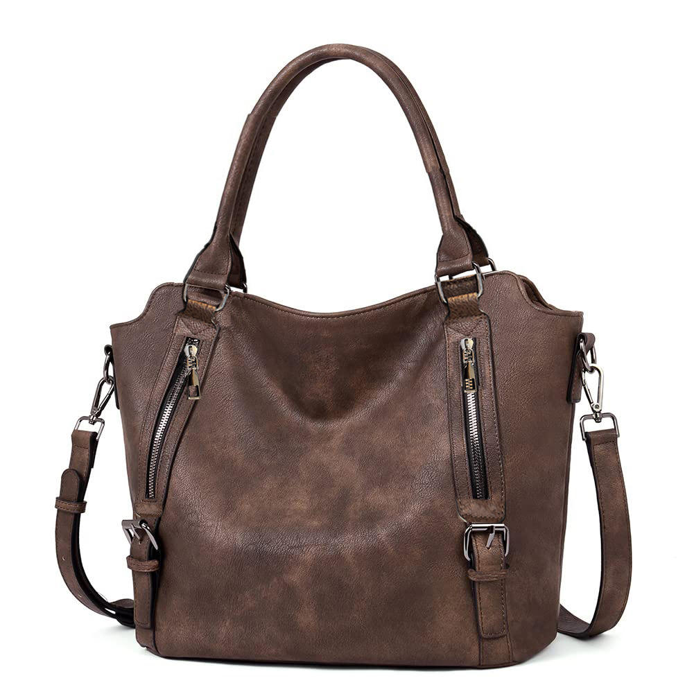 Women's Faux Leather Tote Bag with Shoulder Strap