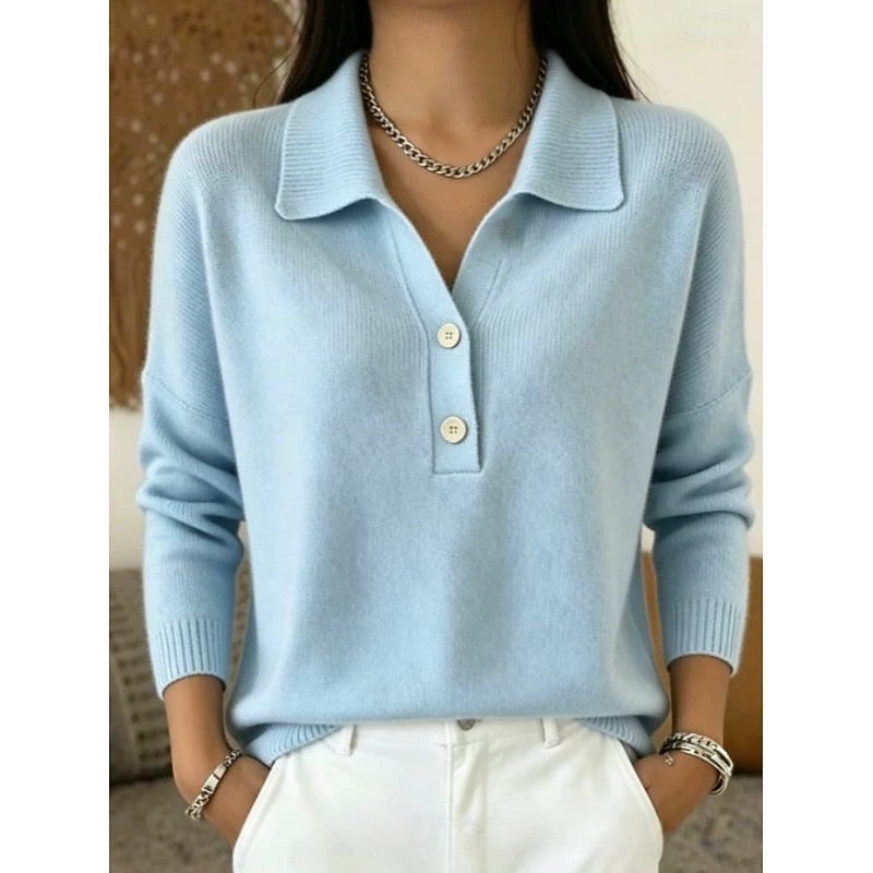 Women's Collared Half-Button Knit Pullover
