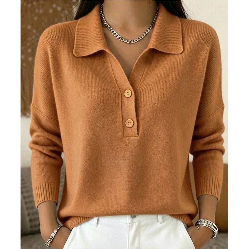 Women's Collared Half-Button Knit Pullover