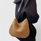 Women's Woven Hobo Crossbody Bag with Adjustable Strap