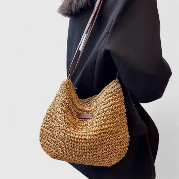 Women's Woven Hobo Crossbody Bag with Adjustable Strap