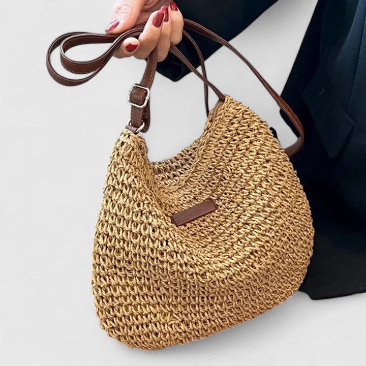Women's Woven Hobo Crossbody Bag with Adjustable Strap