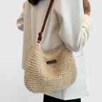 Women's Woven Hobo Crossbody Bag with Adjustable Strap