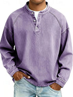 Men's Vintage Wash Long Sleeve Henley Shirt