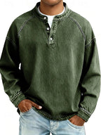 Men's Vintage Wash Long Sleeve Henley Shirt