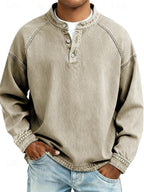 Men's Vintage Wash Long Sleeve Henley Shirt
