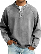 Men's Vintage Wash Long Sleeve Henley Shirt