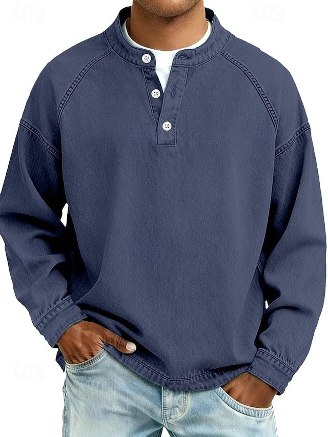 Men's Vintage Wash Long Sleeve Henley Shirt