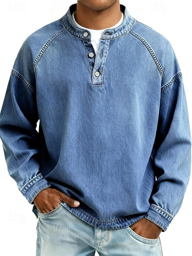Men's Vintage Wash Long Sleeve Henley Shirt