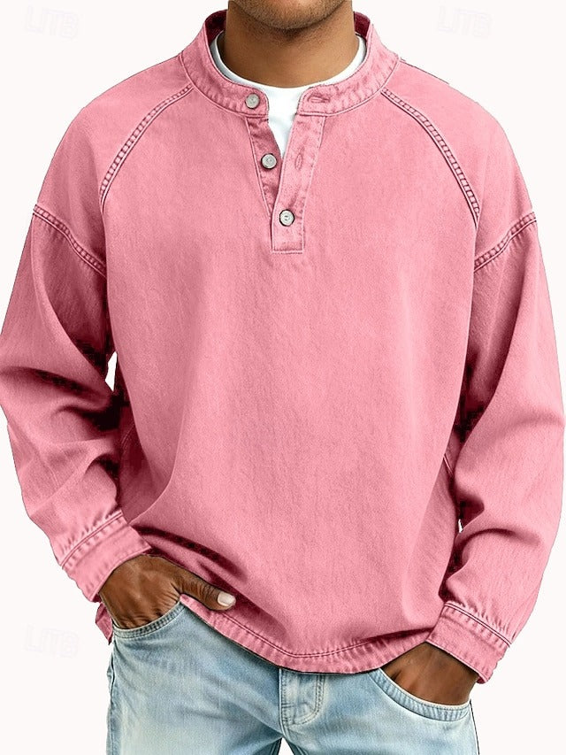 Men's Vintage Wash Long Sleeve Henley Shirt