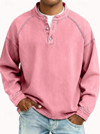 Men's Vintage Wash Long Sleeve Henley Shirt