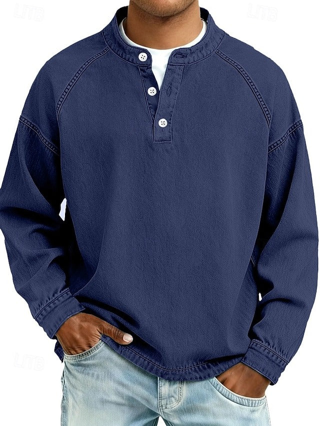 Men's Vintage Wash Long Sleeve Henley Shirt
