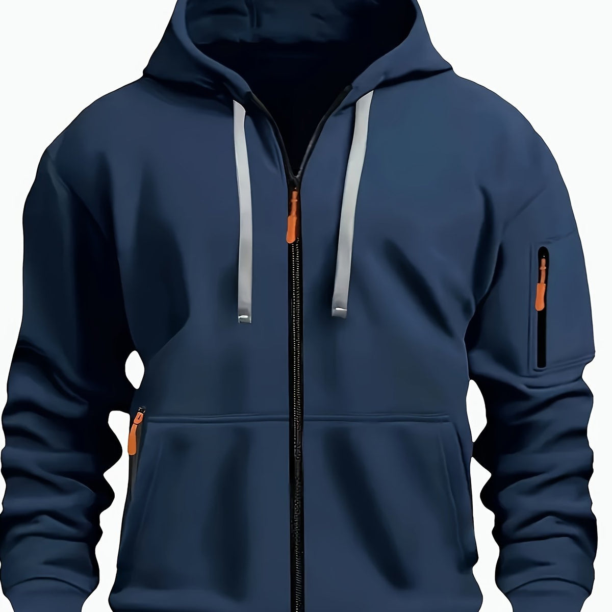 Men's Full-Zip Hoodie with Sleeve Zip Pocket