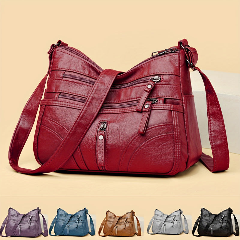 Women's Multi-Pocket Shoulder Bag with Adjustable Strap