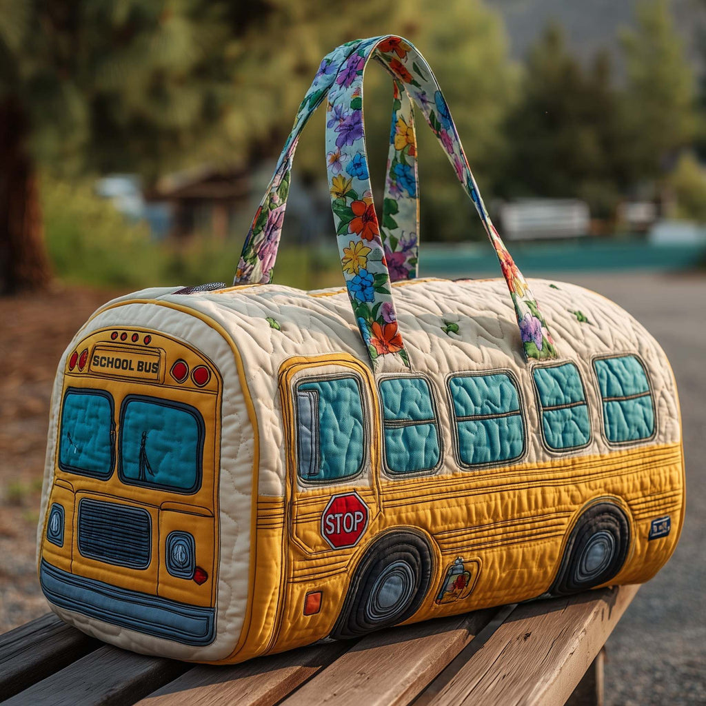 Padded Patchwork Travel Duffel Bag with Zip Closure