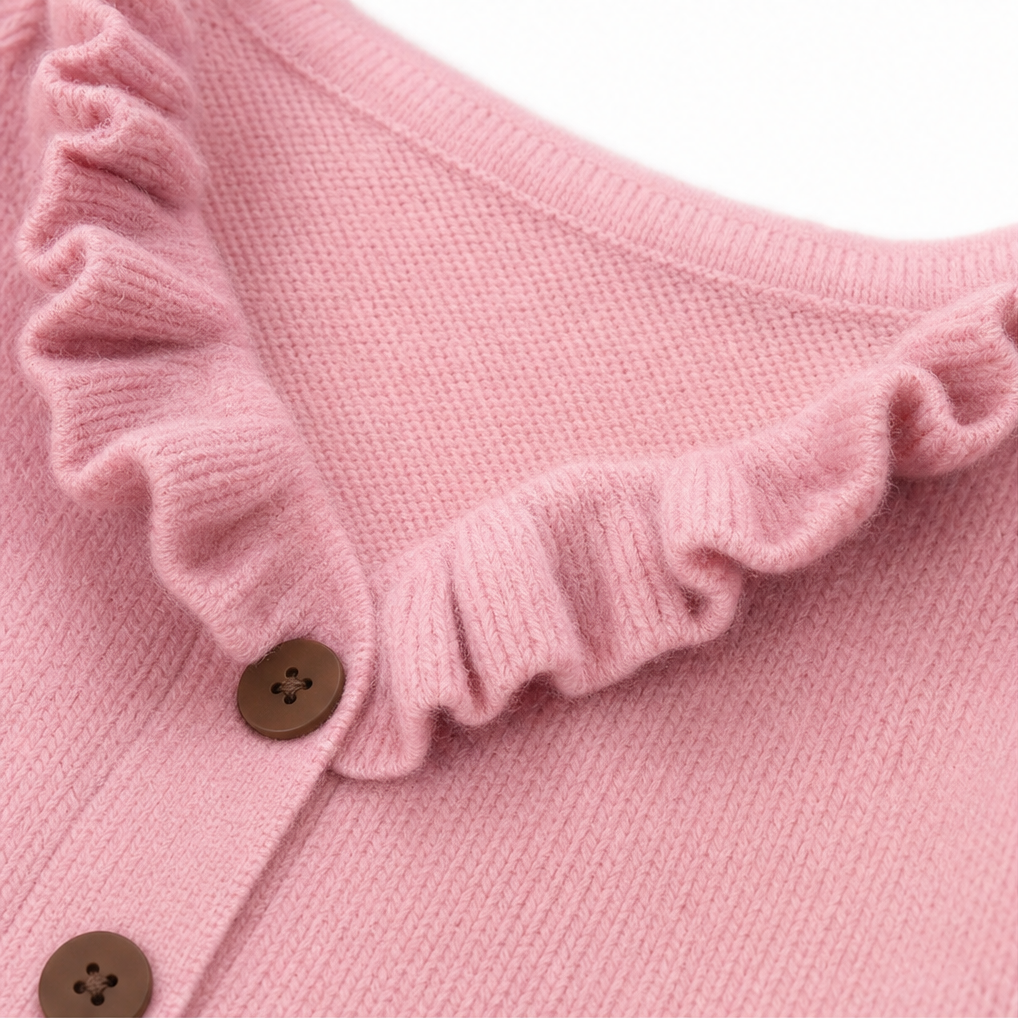 Women's Ruffle Collar Button-Front Knit Cardigan