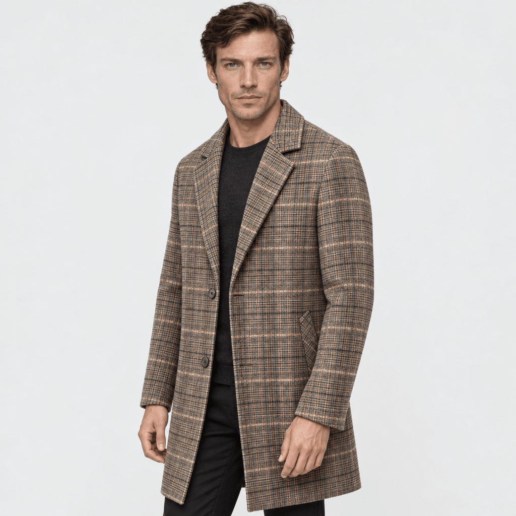 Harris – Tailored Plaid Wool Overcoat (Brown Plaid) - MattiaCremasco