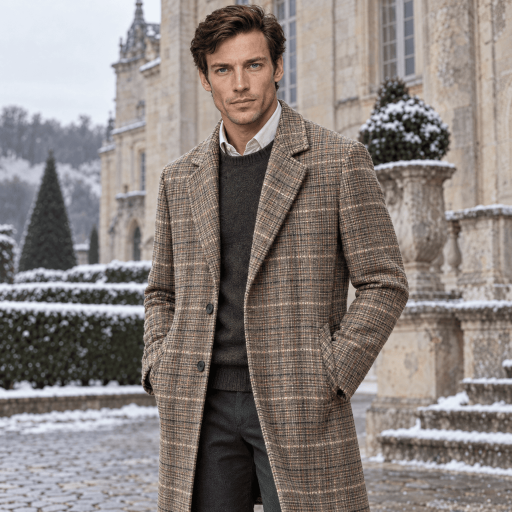 Harris – Tailored Plaid Wool Overcoat (Brown Plaid) - MattiaCremasco