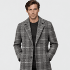 Harris – Tailored Plaid Wool Overcoat (Grey Plaid) - MattiaCremasco