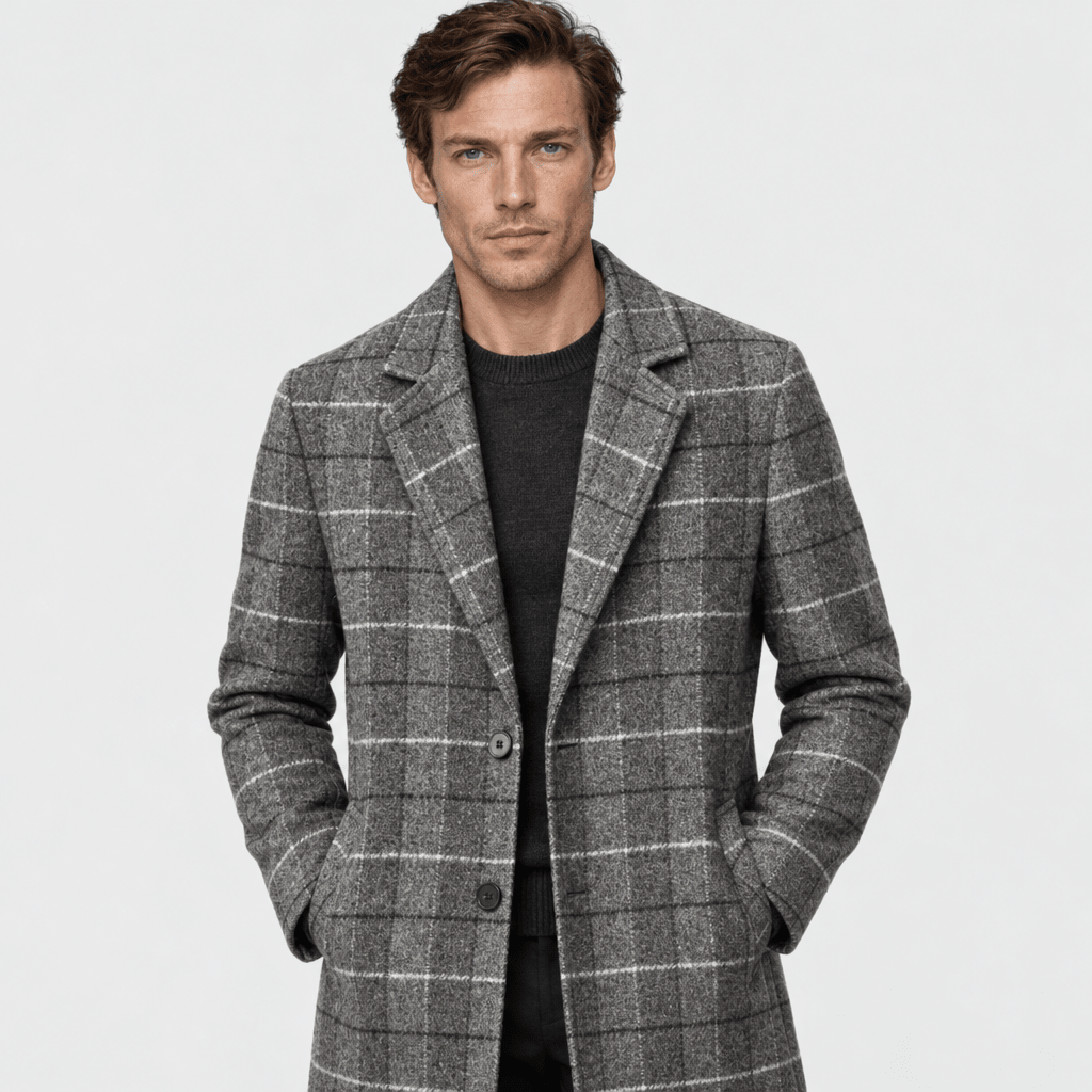 Harris – Tailored Plaid Wool Overcoat (Grey Plaid) - MattiaCremasco