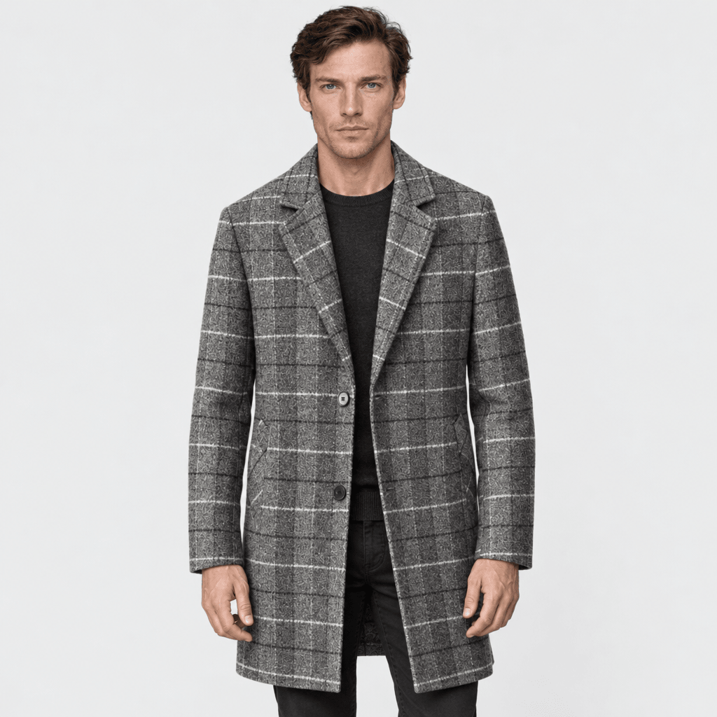 Harris – Tailored Plaid Wool Overcoat (Grey Plaid) - MattiaCremasco