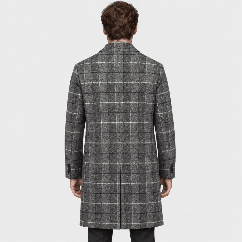 Harris – Tailored Plaid Wool Overcoat (Grey Plaid) - MattiaCremasco