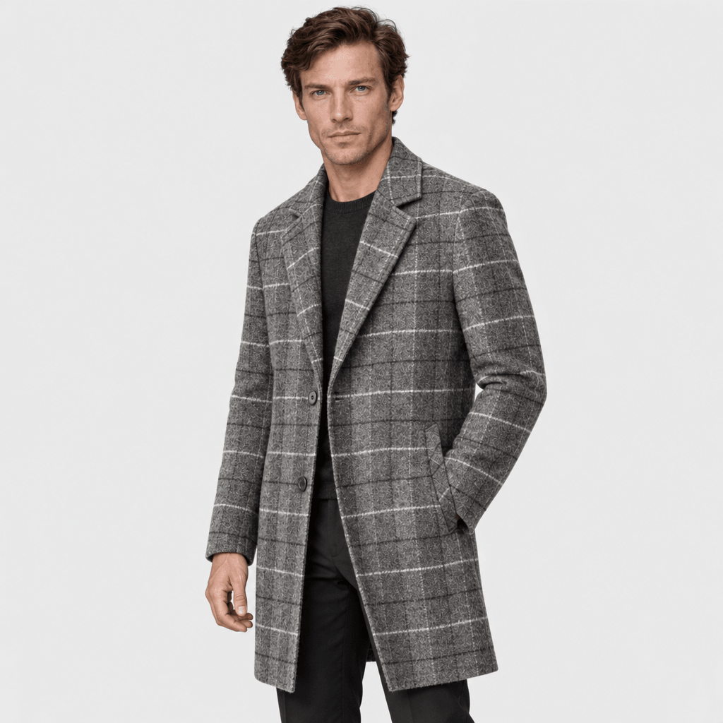 Harris – Tailored Plaid Wool Overcoat (Grey Plaid) - MattiaCremasco