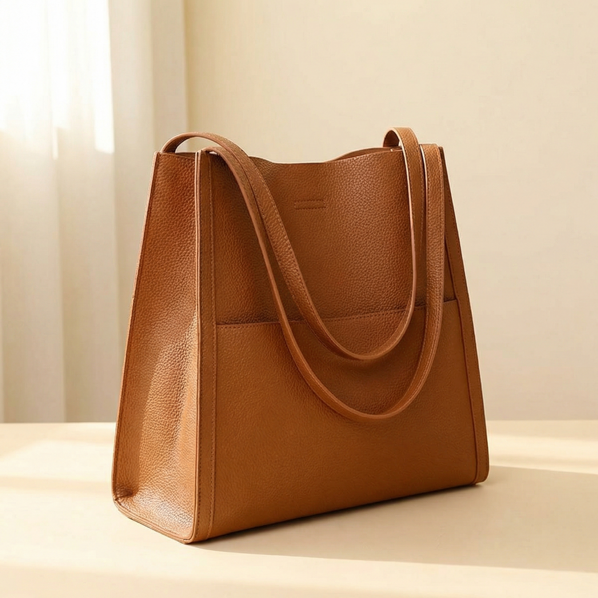 Women's Faux Leather Shoulder Tote with Wide Straps