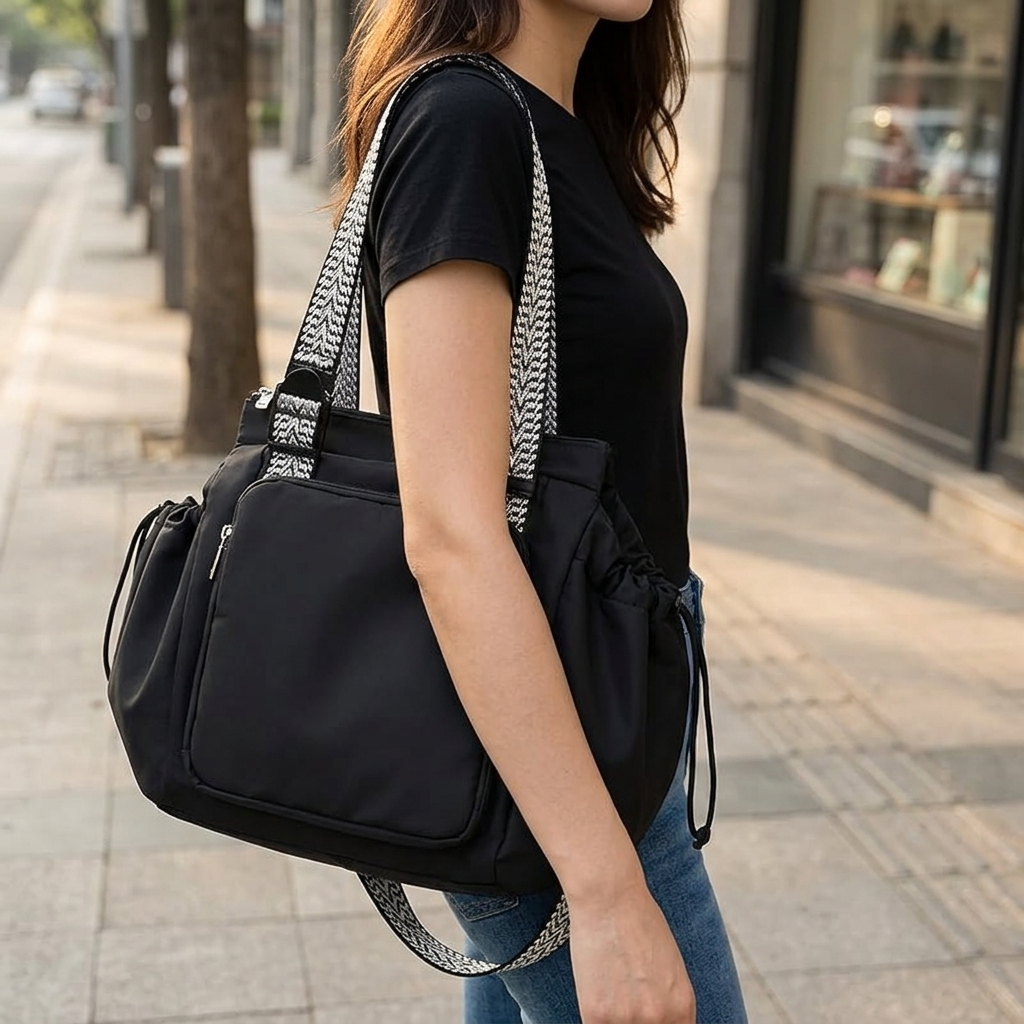 Women's Convertible Nylon Tote Backpack with 15 Pockets