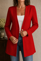 Women's V-Neck Single-Button A-Line Blazer