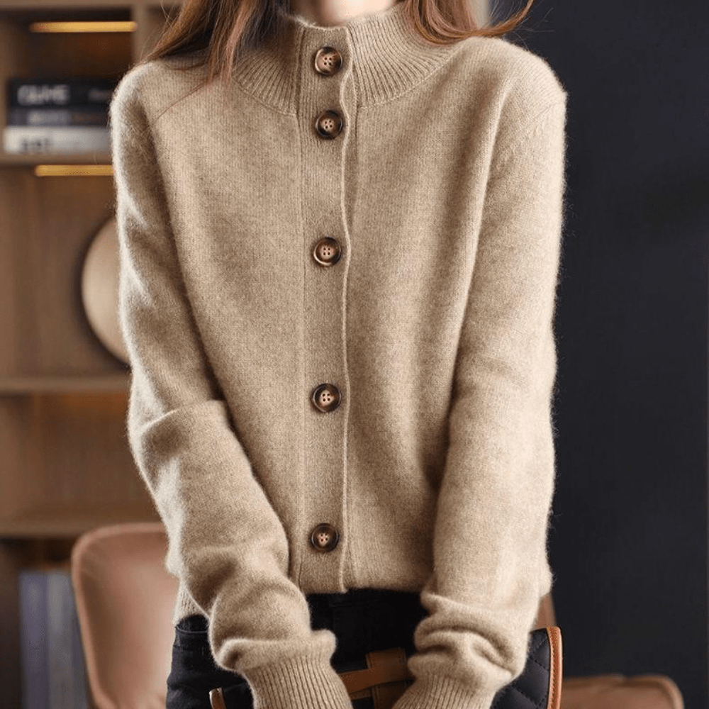 Women's Soft Knit Button-Front Cardigan with Collar