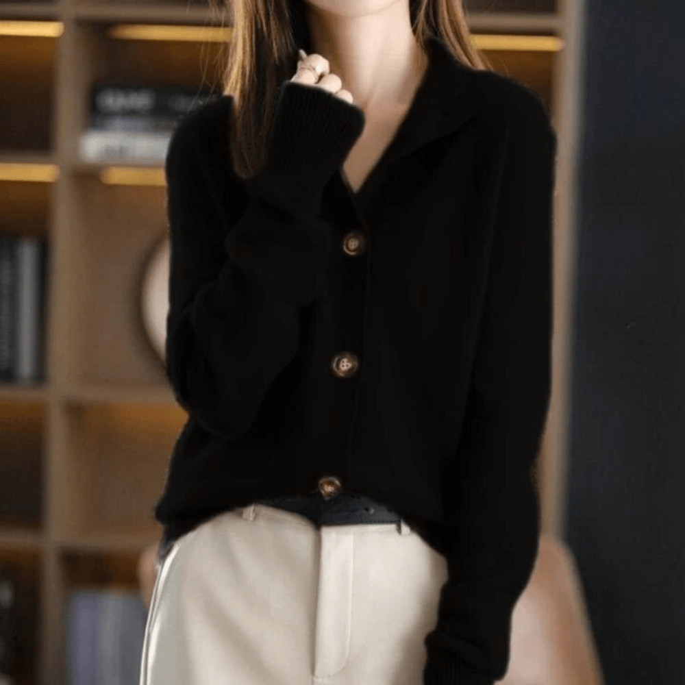 Women's Soft Knit Button-Front Cardigan with Collar