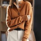 Women's Soft Knit Button-Front Cardigan with Collar