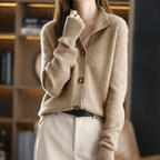 Women's Soft Knit Button-Front Cardigan with Collar