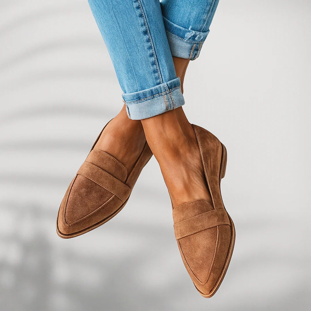 Women's Pointed Toe Penny Loafers with Low Heel