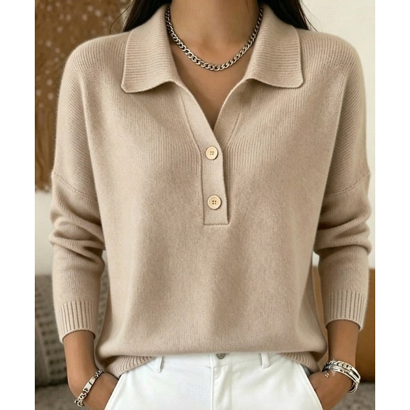 Women's Collared Half-Button Knit Pullover